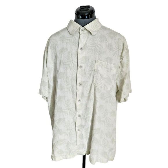 Nat Nast Other - Nat Nast Mens XL Silk Cotton Tropical Palm Leaf Short Sleeve Button Down Shirt